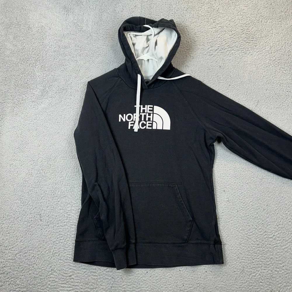 The North Face Hoodie Mens Large Pullover Sweatshirt Black Graphic Drawstring